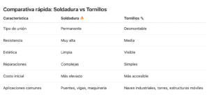Soldadura vs Tornillos